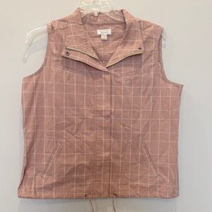 Christopher & Banks Pink Vest Sz XL snaps zipper front adjustable pockets AY